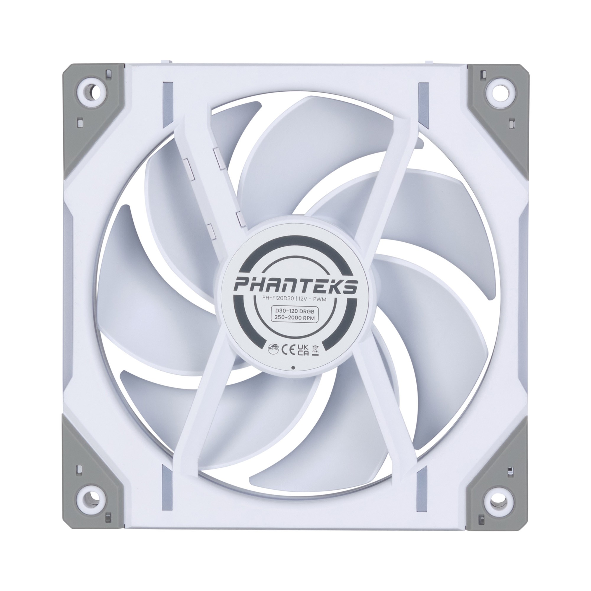 Ventola Phanteks D30 PWM Regular Airflow D-RGB ì120mm Kit da 3 Bianco - Immagine 1