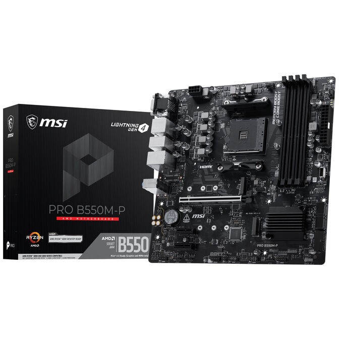Scheda Madre MSI Pro B550M-P DDR4 AM4 mATX Nero