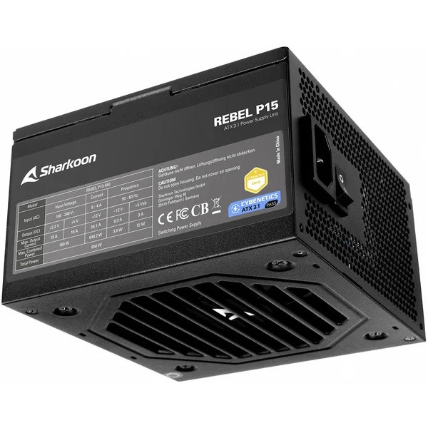 Alimentatore Sharkoon Rebel P15 80PLUS Gold ATX 3.1 PCIe 5.1 650W Nero - Immagine 1