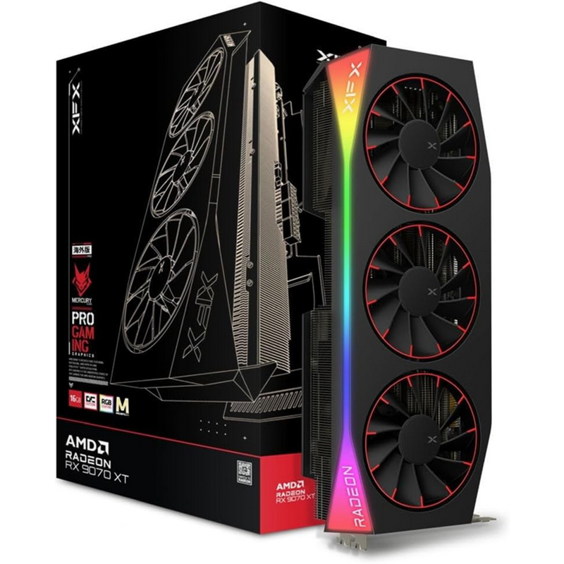 Scheda Video XFX AMDRadeon RX 9070XT MERCURY Magnetic Air RGB Gaming 16 GB OC GDDR6 Nero - Immagine 1
