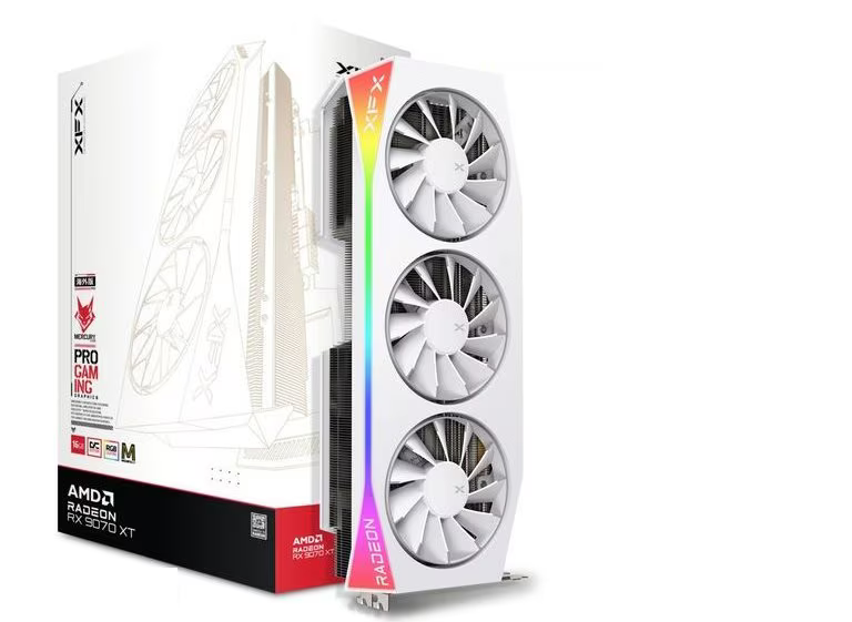 Scheda Video AMD XFX Radeon RX 9070XT MERCURY Magnetic Air RGB 16GB OC Bianco
