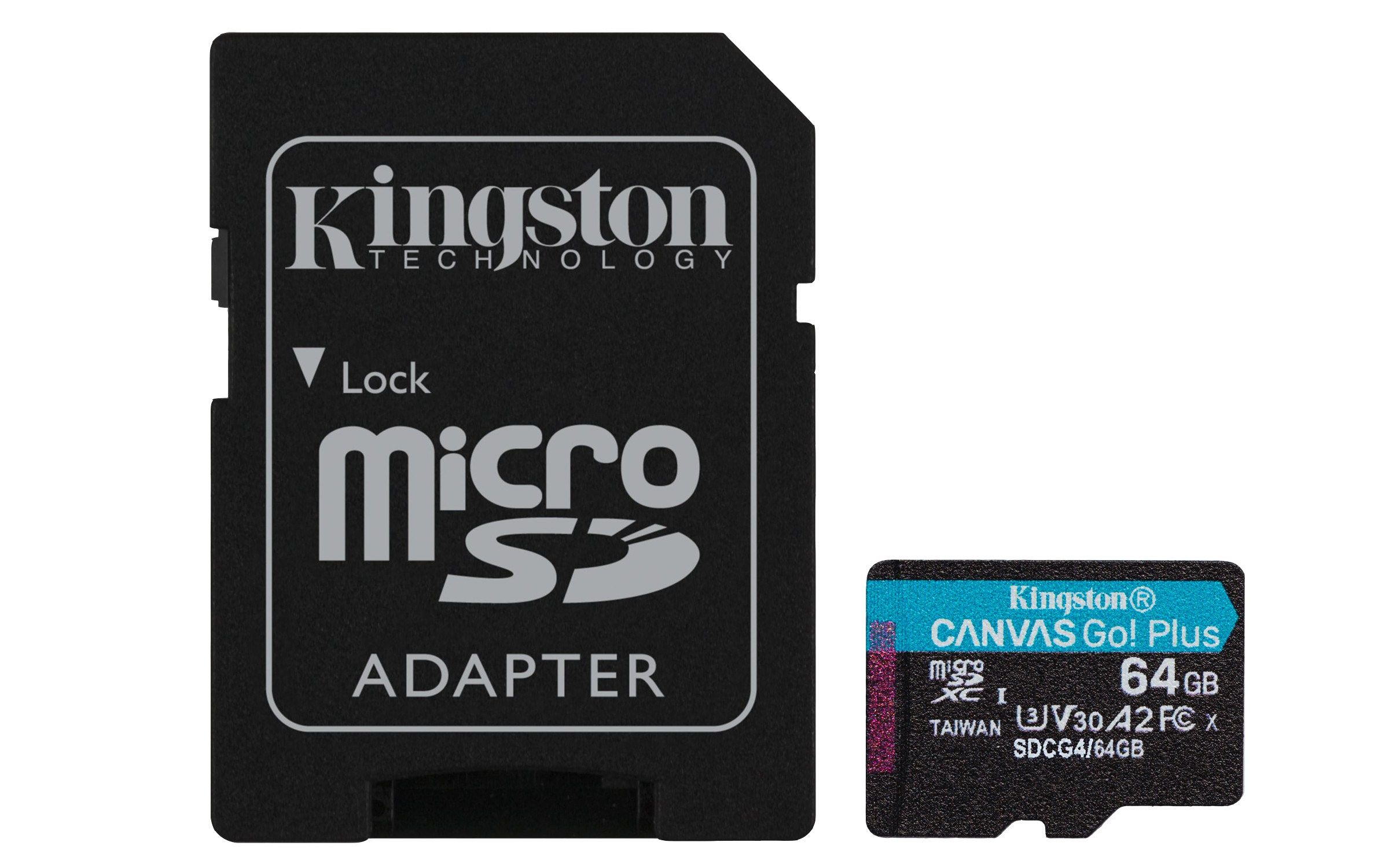 Scheda microSDXC Canvas Go Plus Kingston Technology Gen4 200MB/s A2 U3 V30 da 64 GB + adattatore - Immagine 1