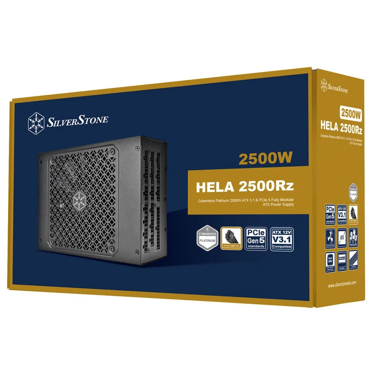 Alimentatore SilverStone Hela 2500Rz Cybenetics Platinum PCIe 5.0 ATX 3.1 2500W Nero - Immagine 1