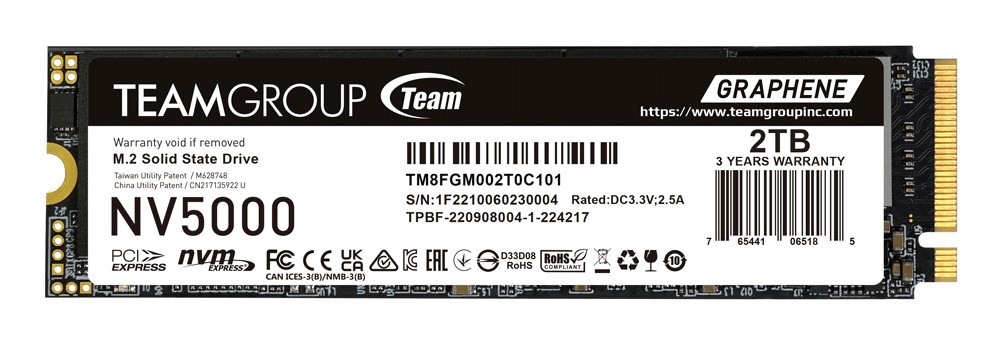 SSD Teamgroup 2TB NV5000 TM8FGM002T0C101 PCIe M.2 PCIe 4.0 x4 - Immagine 1