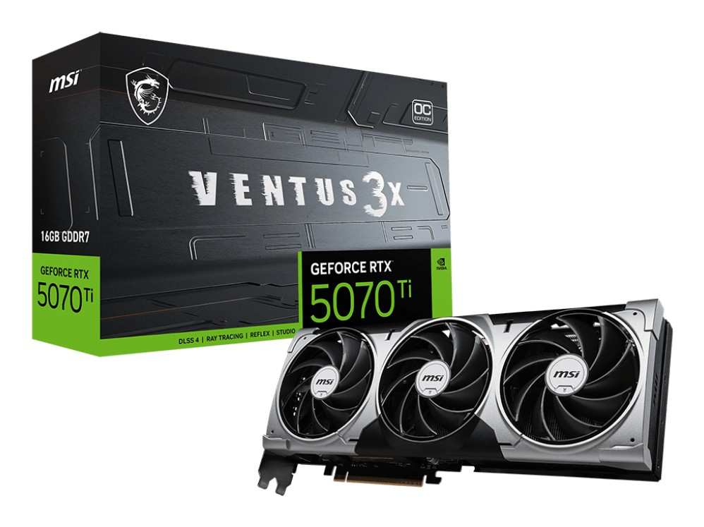 Scheda Video MSI Nvidia GeForce RTX 5070 Ti Ventus 3x OC 16GB GDDR7 Nero - Immagine 1