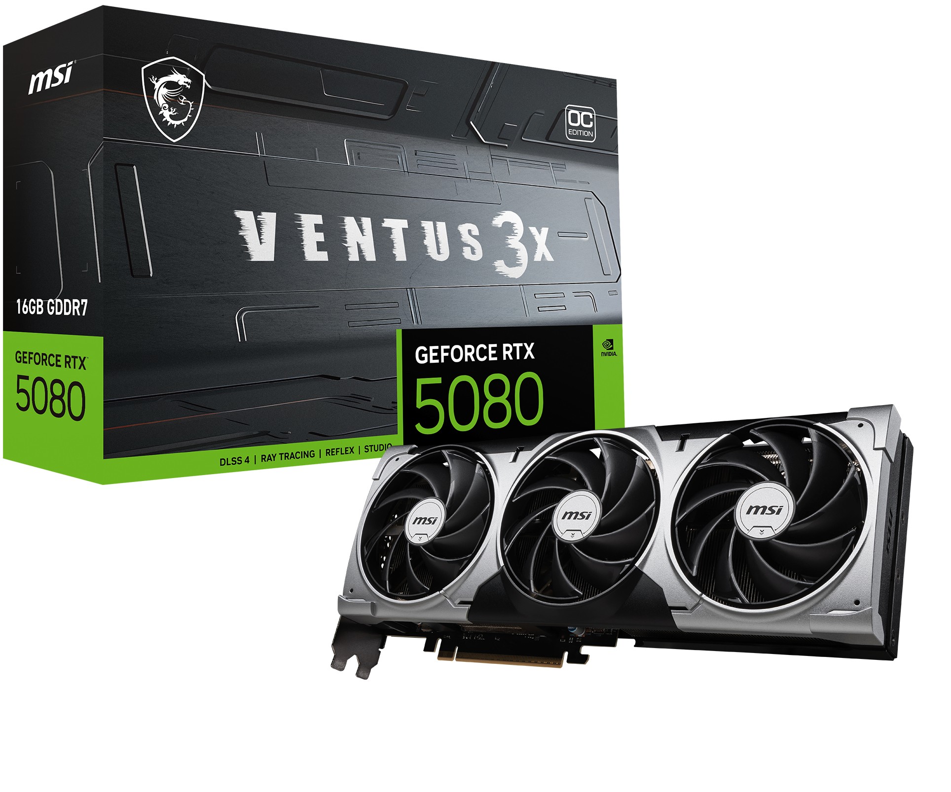 Scheda Video MSI Nvidia GeForce RTX 5080 16G Ventus 3x OC 16GB GDDR7 Nero - Immagine 1