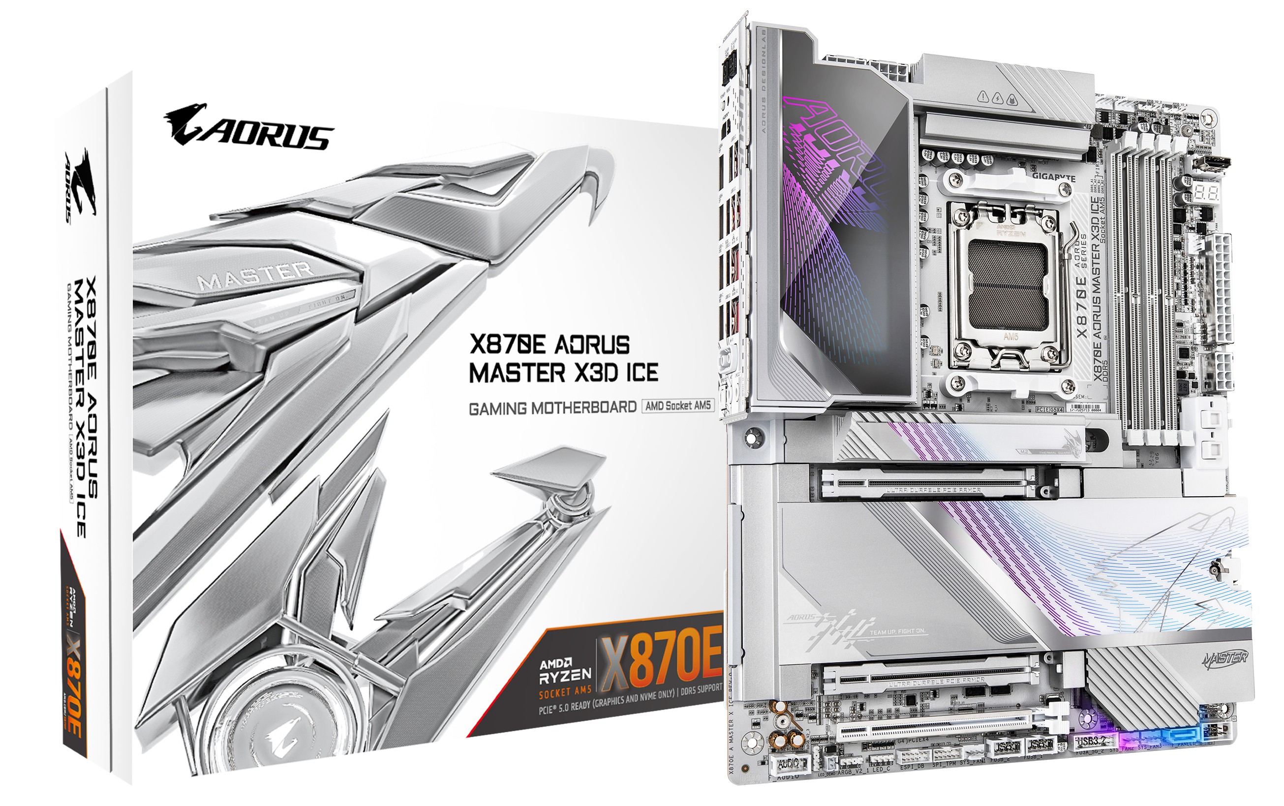 Scheda Madre Gigabyte X870E AORUS MASTER X3D ICE AM5 DDR5 ATX Bianco - Immagine 1