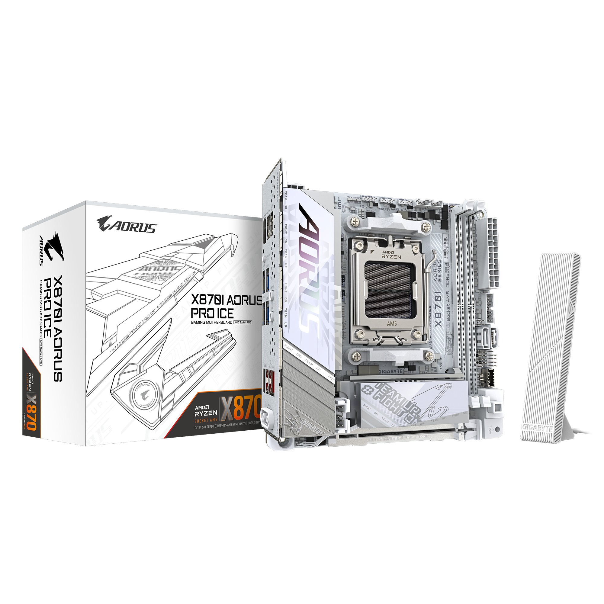 Scheda Madre Gigabyte X870I AORUS Pro ICE AM5 Mini-ITX DDR5 Bianco - Immagine 1