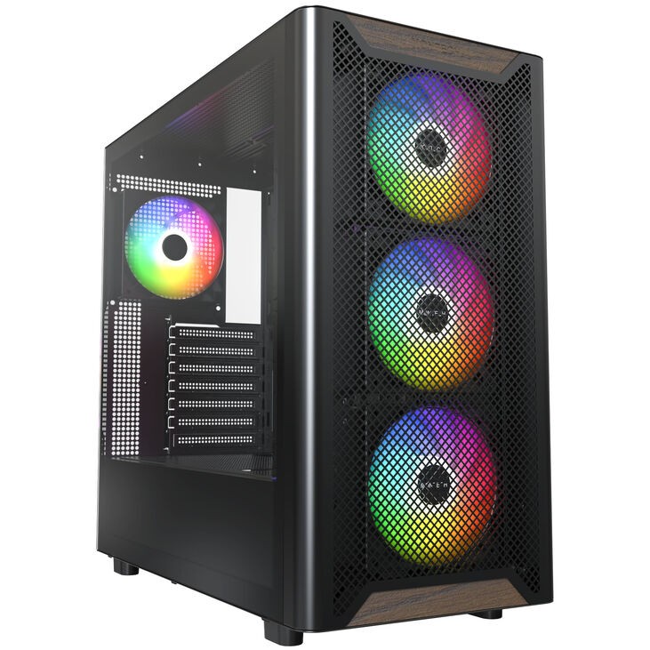 Case Montech XR Legno Midi Tower ATX ARGB Vetro Temperato Nero - Immagine 1