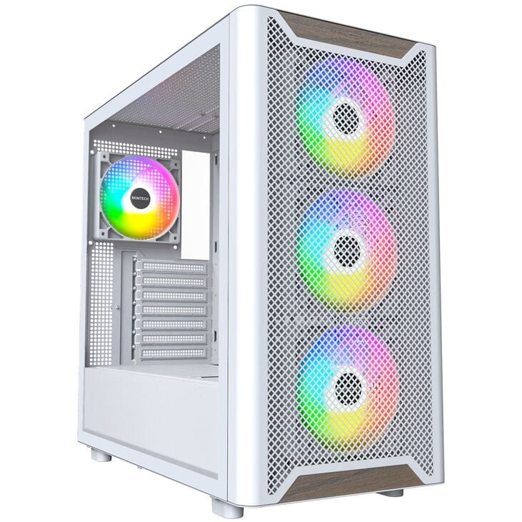 Case Montech XR Wood Midi Tower ATX ARGB Bianco - Immagine 1