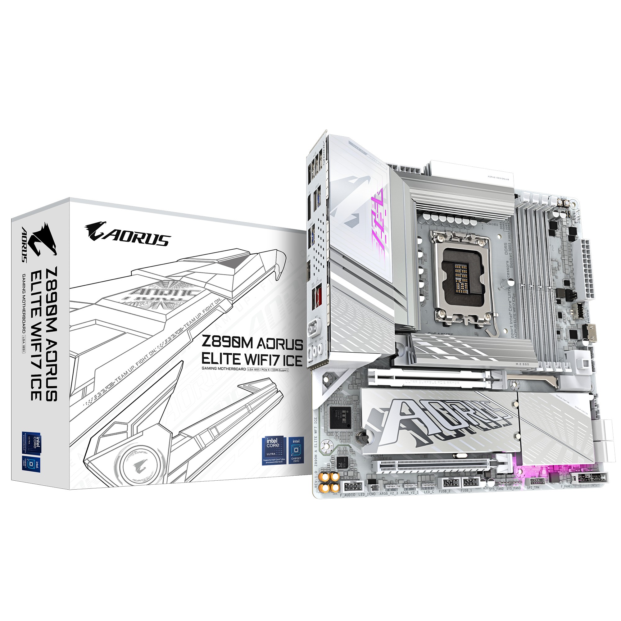 Scheda Madre Gigabyte GA-Z890M A ELITE WIFI 7 ICE LGA 1851 DDR5 Micro ATX - Immagine 1