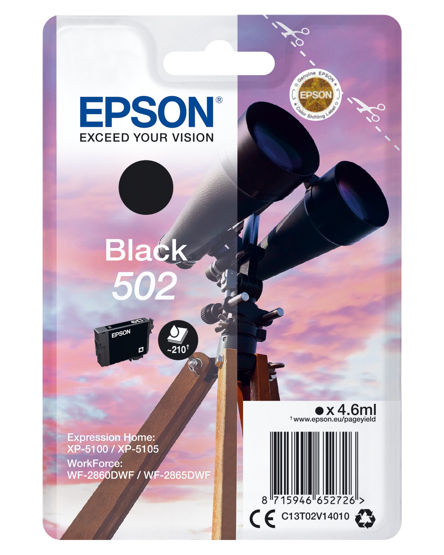 Cartuccia Epson d'inchiostro nero C13T02V14010 502 210 pagine 4.6ml
