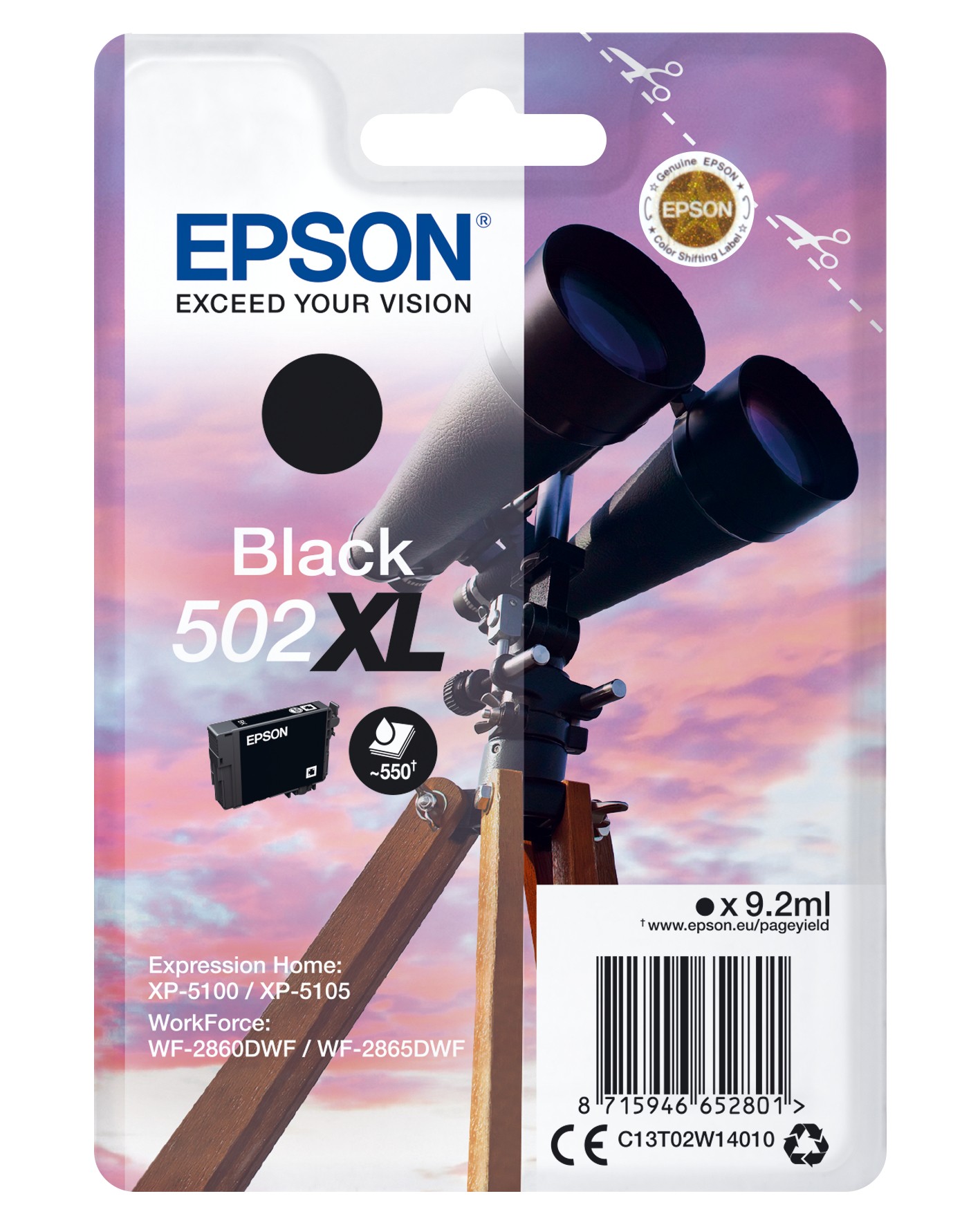 Cartuccia Epson d'inchiostro nero C13T02W14010 502XL 550 pagine 9.2ml