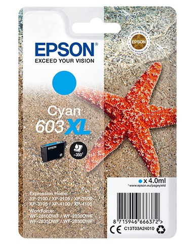 Cartuccia Epson d'inchiostro ciano C13T03A24010 603XL 350 pagine