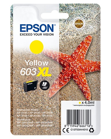 Cartuccia Epson d'inchiostro giallo C13T03A44010 603XL 350 pagine - Immagine 1