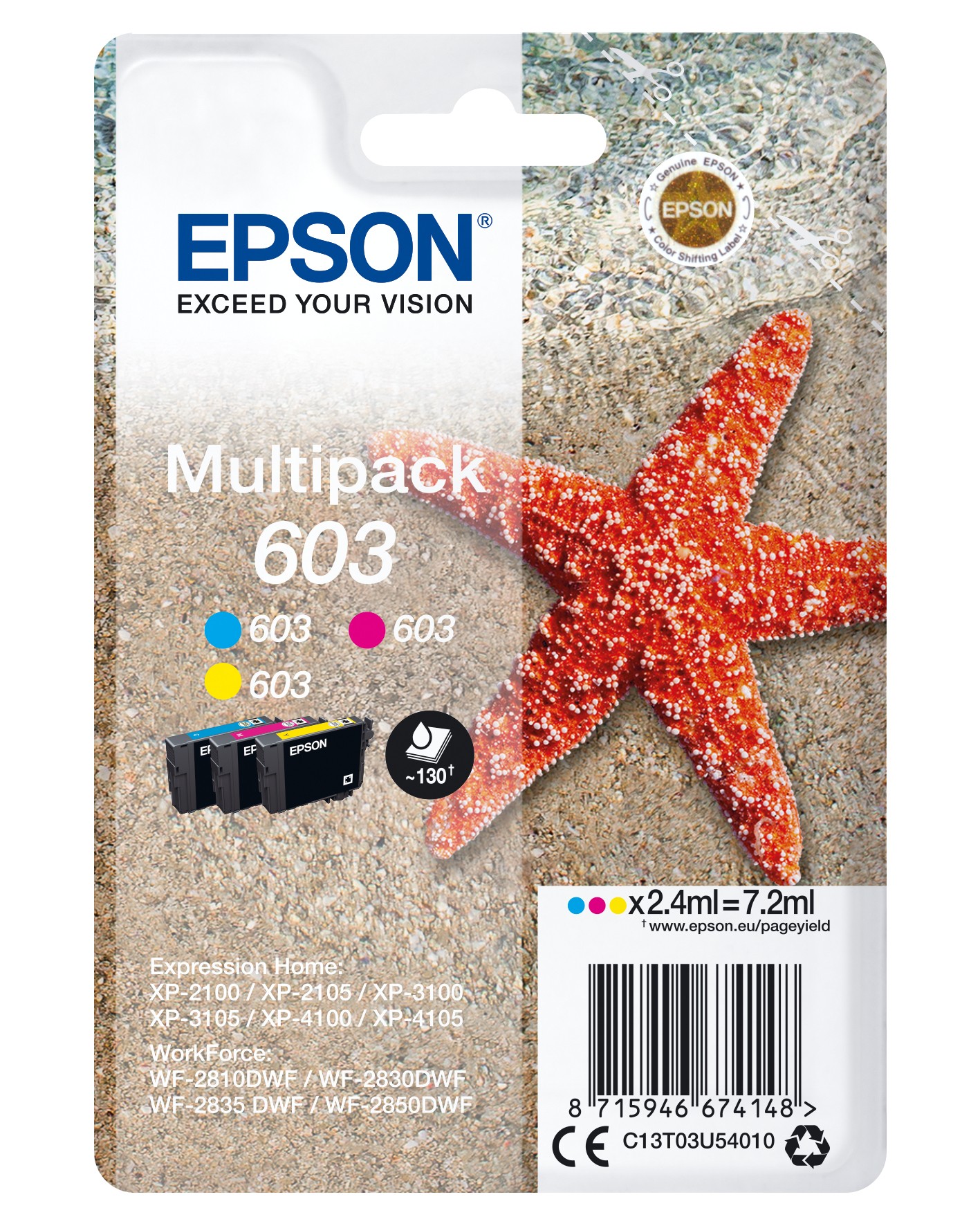Multipack Epson ciano / magenta / giallo C13T03U54010 603 - Immagine 1