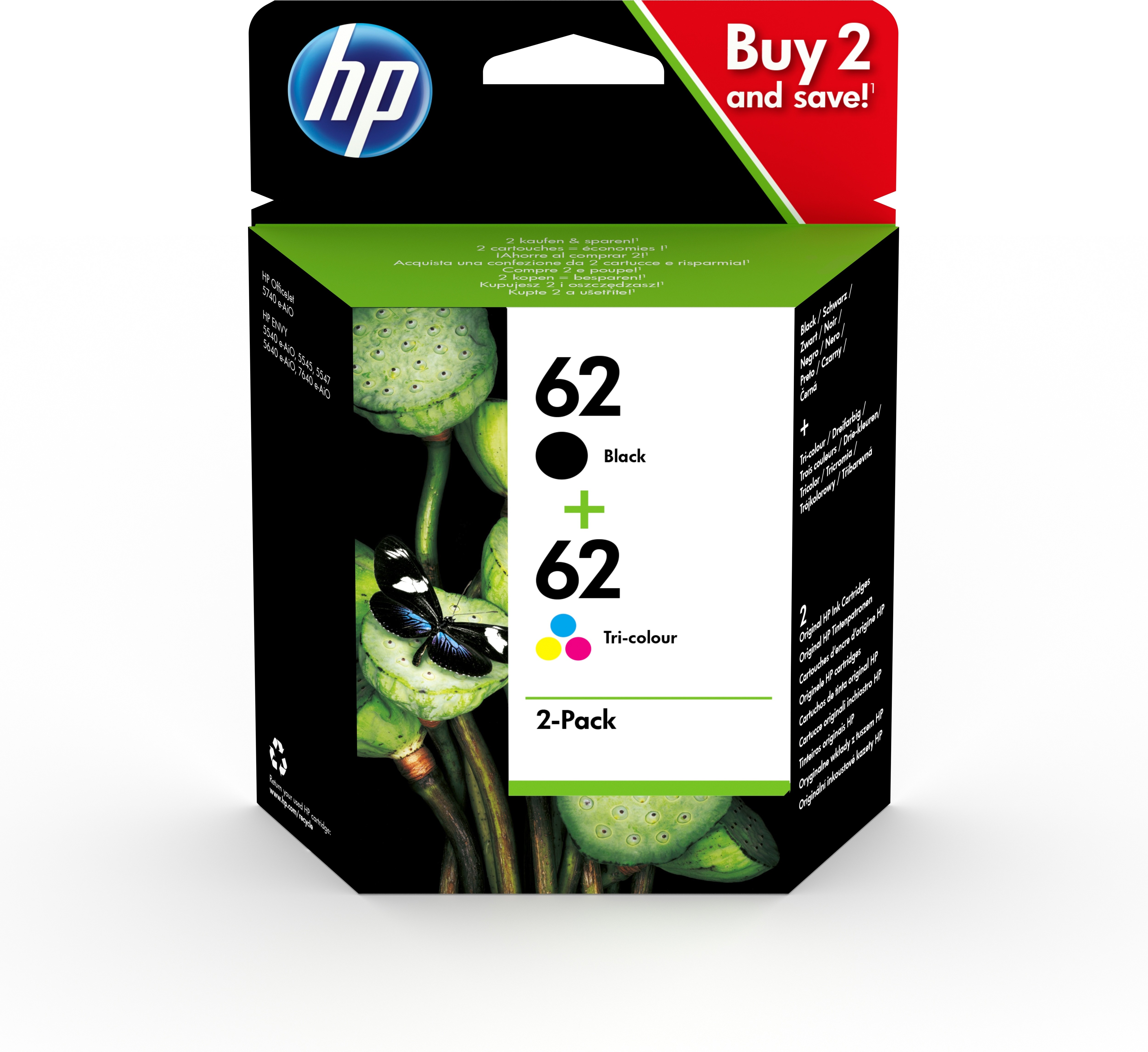 HP Multipack nero / differenti colori N9J71AE 62 2x inchiostro HP 62 1x C2P04AE + 1x C2P06AE - Immagine 1